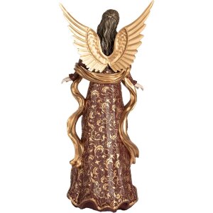 Figură decorativă de angel Clayre & Eef, 22x15x46 cm, roșu și auriu