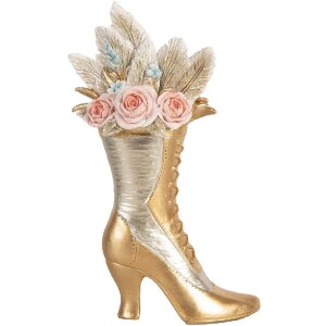 Pantof decorativ auriu Clayre & Eef 6PR5638, 14x7x22 cm