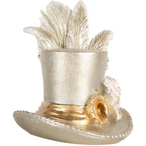 Pălărie decorativă argintie Clayre & Eef, 13x11x13 cm