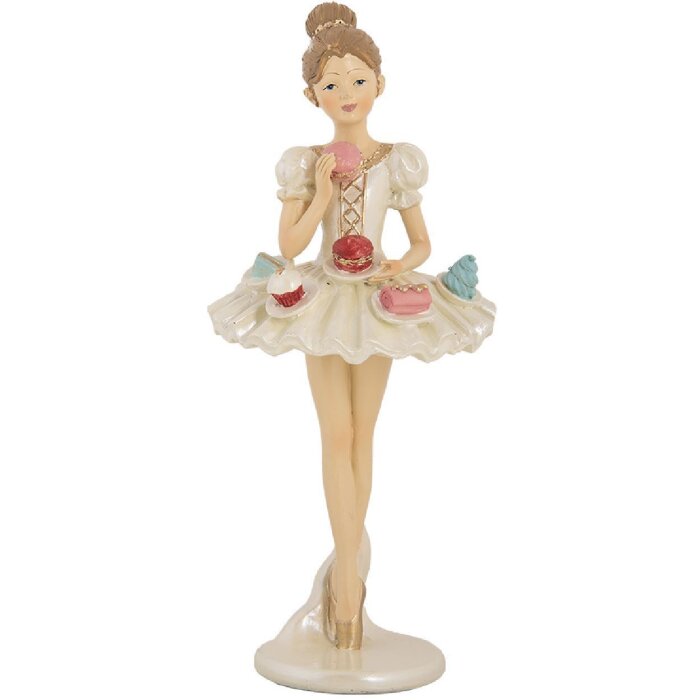 Clayre & Eef 6PR5643 Dekoration Ballerina Ø 10x24 cm Weiß Beige