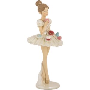 Clayre & Eef 6PR5643 Dekoration Ballerina Ø 10x24 cm Weiß Beige
