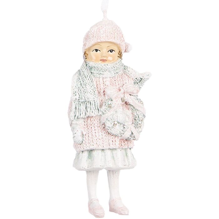 Clayre & Eef 6PR5659 Dekoration Hänger Kind Rosa 5x4x11 cm