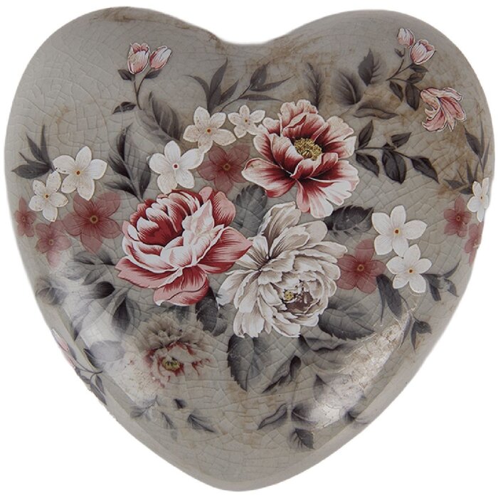 Clayre & Eef 6CE2242L Dekoration Herz 11x11x4 cm Grau und Rosa