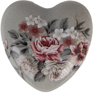 Clayre & Eef - Decorativ inimă gri/rosu 8x8x4 cm...