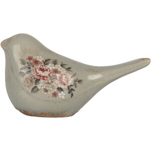 Clayre & Eef 6CE2243M Dekoration Vogel 22x9x12 cm Grau & Rosa