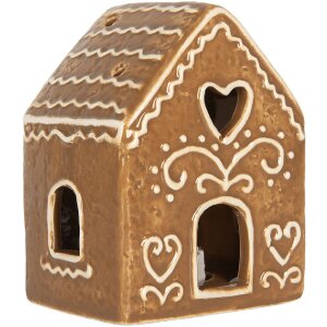 Clayre & Eef Casă Decorativă LED 8x6x10 cm Maro Alb