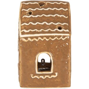 Clayre & Eef Casă Decorativă LED 8x6x10 cm Maro Alb