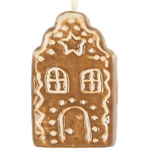 Clayre & Eef 6CE2338 Dekoration Anhänger Haus 4x4x6 cm Braun Weiß Keramik