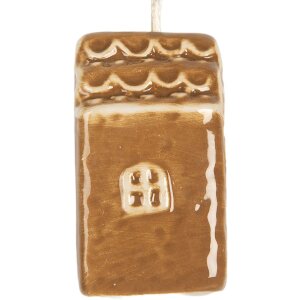 Clayre & Eef 6CE2338 Dekoration Anhänger Haus 4x4x6 cm Braun Weiß Keramik