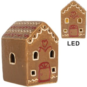 Clayre & Eef 6CE2340 Dekoration Haus mit LED 7x6x9 cm