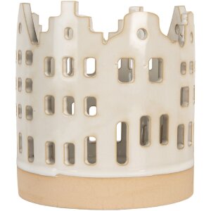 Clayre & Eef 6CE2346 Teelichthalter Häuser Beige-Braun Ø 11x11 cm