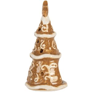 Clayre & Eef Suport Lumânare Crăciun Brad Ceramic 8x15 cm