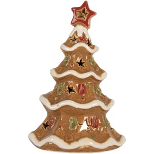 Clayre & Eef 6CE2362 Teelichthalter Weihnachtsbaum 11x8x17 cm
