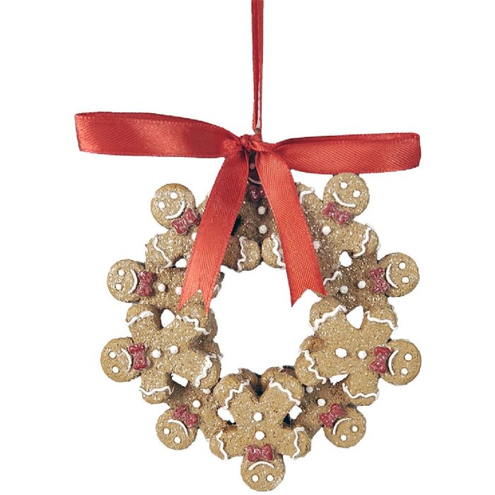 Clayre & Eef Ornament Lebkuchenmännchen 10x2x10 cm Maro și Alb