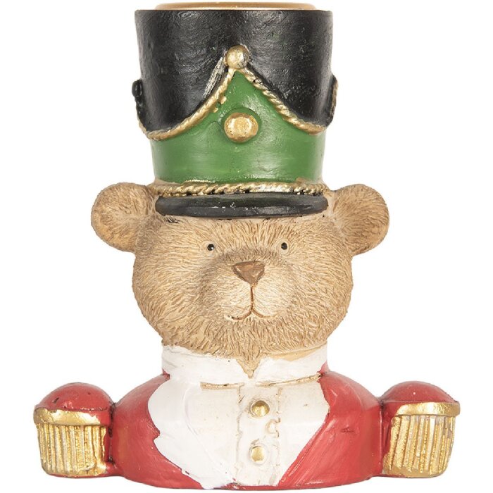 Clayre & Eef 6PR5752 Kerzenständer Bär 9x6x10 cm Braun und Rot