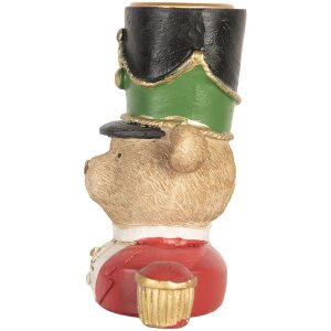 Clayre & Eef 6PR5752 Kerzenständer Bär 9x6x10 cm Braun und Rot