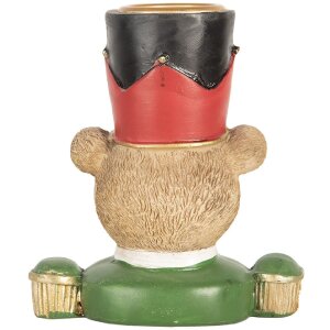 Clayre & Eef Suport Lumânare Urs 9x6x10 cm Maro-Verde