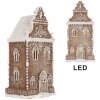 Clayre & Eef 6PR5806 Dekoration Haus mit LED 17x15x35 cm Braun-Weiß