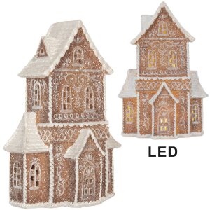 Clayre & Eef 6PR5809 Dekoration Haus mit LED 16x8x23 cm