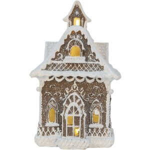 Clayre & Eef 6PR5810 Dekoration Haus mit LED 13x12x20 cm