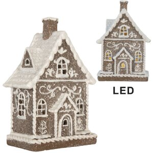 Clayre & Eef 6PR5811 Dekoration Haus mit LED 16x10x23 cm