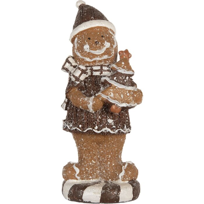 Clayre & Eef 6PR5813 Dekoration Lebkuchenmännchen 8x8x20 cm Braun Weiß