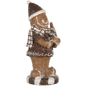 Clayre & Eef 6PR5813 Dekoration Lebkuchenmännchen 8x8x20 cm Braun Weiß