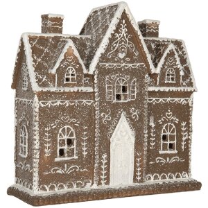 Clayre & Eef 6PR5814 Decorațiune Casă cu LED 26x10x25 cm Maro Alb