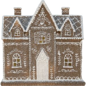 Clayre & Eef 6PR5814 Decorațiune Casă cu LED 26x10x25 cm Maro Alb