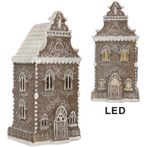 Clayre & Eef 6PR5815 Dekoration Haus mit LED 12x11x25 cm