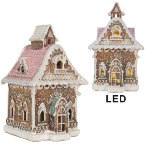 Clayre & Eef 6PR5833 Dekoration Haus mit LED 16x15x25 cm