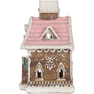 Clayre & Eef 6PR5833 Dekoration Haus mit LED 16x15x25 cm