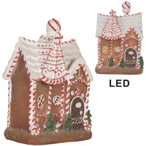 Clayre & Eef 6PR5834 Dekoration Haus mit LED 16x12x23 cm
