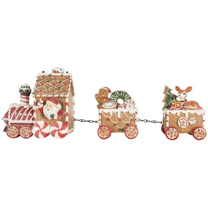 Tren Decorativ Clayre & Eef 33x10x15 cm Maro-Roșu