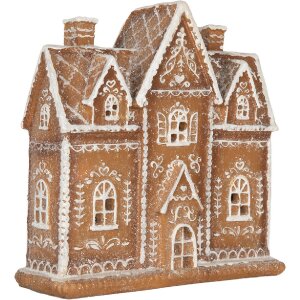 Clayre & Eef 6PR5841 Decorațiune Casă cu LED 21x8x20 cm Maro/Alb