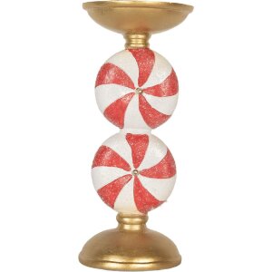 Clayre & Eef 6PR5850 Kerzenständer mit LED Ø 10x23 cm Gold Weiß