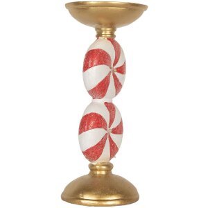 Clayre & Eef 6PR5850 Kerzenständer mit LED Ø 10x23 cm Gold Weiß