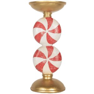 Clayre & Eef 6PR5850 Kerzenständer mit LED Ø 10x23 cm Gold Weiß