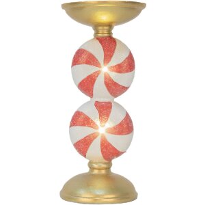 Clayre & Eef 6PR5850 Kerzenständer mit LED Ø 10x23 cm Gold Weiß