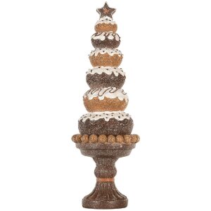 Clayre & Eef 6PR5852 Dekoration Weihnachtsbaum Ø 11x33 cm Braun & Weiß
