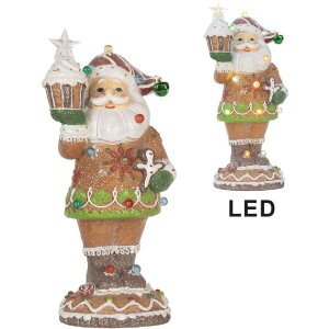 Clayre & Eef 6PR5853 Dekoration Weihnachtsmann mit LED 15x13x32 cm