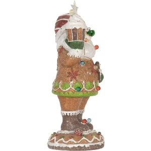 Clayre & Eef 6PR5853 Dekoration Weihnachtsmann mit LED 15x13x32 cm