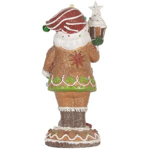 Clayre & Eef 6PR5853 Dekoration Weihnachtsmann mit LED 15x13x32 cm