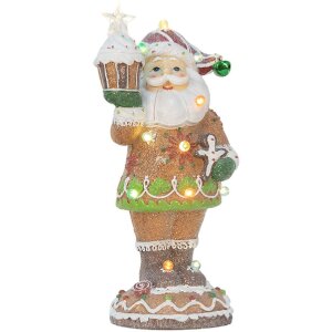 Clayre & Eef 6PR5853 Dekoration Weihnachtsmann mit LED 15x13x32 cm