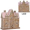 Clayre & Eef 6PR5857 Dekoration Haus mit LED 21x8x20 cm Braun Rosa