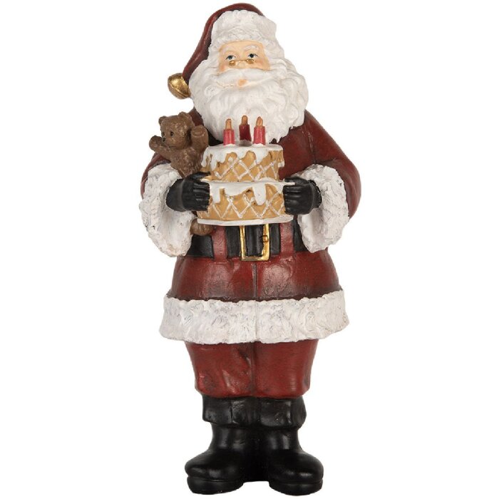 Clayre & Eef Decorațiune Moș Crăciun cu Tort 10x10x21 cm