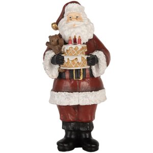 Clayre & Eef Decorațiune Moș Crăciun cu Tort 10x10x21 cm