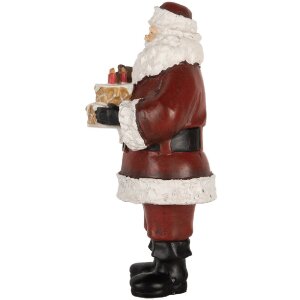 Clayre & Eef Decorațiune Moș Crăciun cu Tort 10x10x21 cm