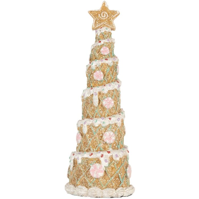 Clayre & Eef Decorațiune Pom de Crăciun 9x25 cm Maro și Alb