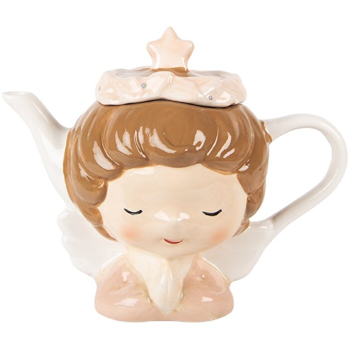 Clayre & Eef Ceainic Ceramică 650ml Bej-Roz 21x12x16cm